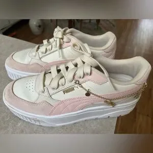 Puma Shoes Puma Pink And Cream Sneakers With Retro Design Size